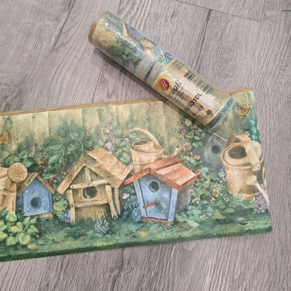 4 Full rolls Norwall Wallpaper Border Featuring Birdhouse birds 5 yd/ea BG76310L